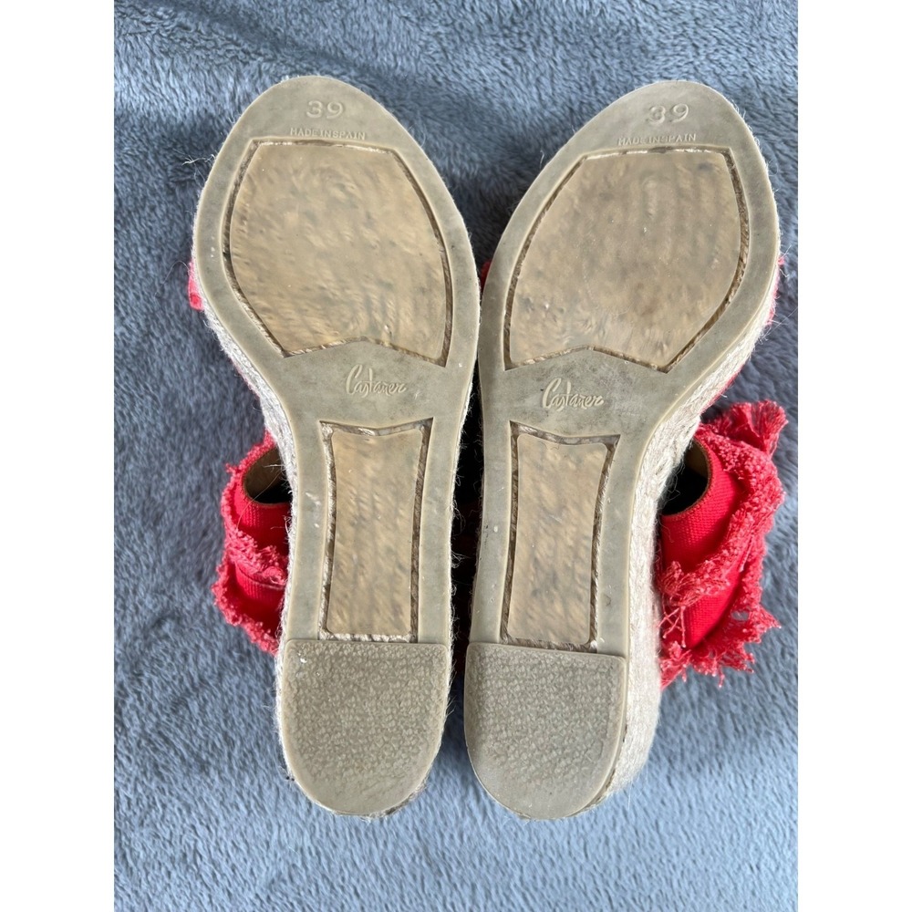 Castaner Fringe Espadrille Sandals 39/9 Red Wedge Slip On Shoes - Picture 8 of 12